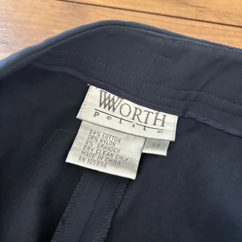 NWT Worth New York Womens Petite 14 Cotton Nylon Style 35Q24-14 Navy Blue Pants - Picture 6 of 8